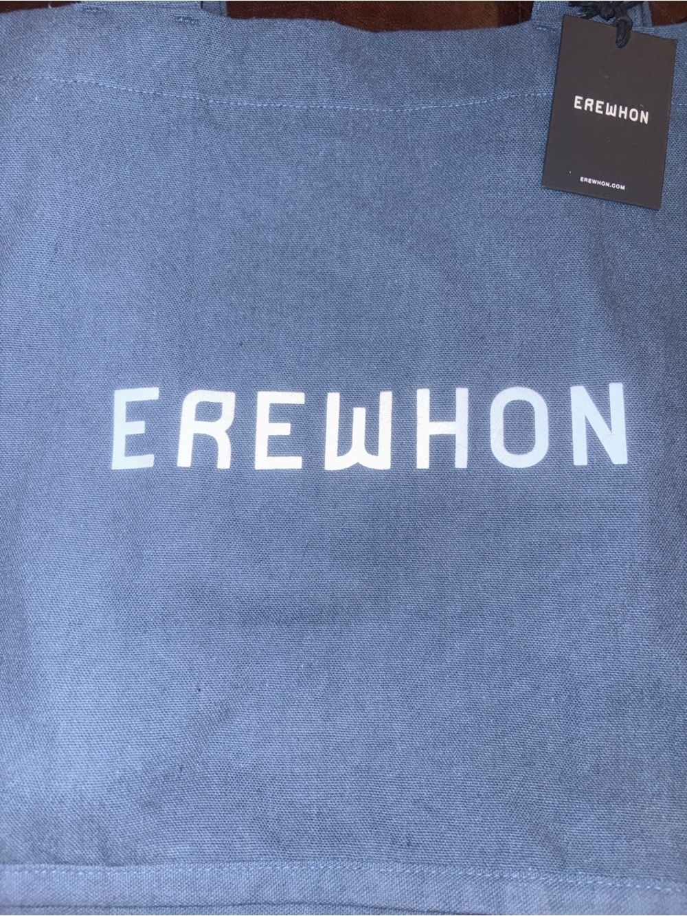 EREWHON stone blue Canvas Tote Bag with white Logo